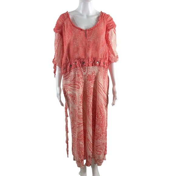 Kaelyn Max II Dresses & Skirts - Plus 3X Kaelyn Max II Dress Peach White Flowy Beaded
